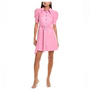 Flora Bea Nyc Neir Pink Mini Dress. Faux Leather | Puff Sleeve. Women’s Sz-S EUC